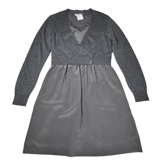 Vintage Babydoll Dress Sz.M Gray  Office Siren Career Work Twee Minimalist - Picture 5 of 13